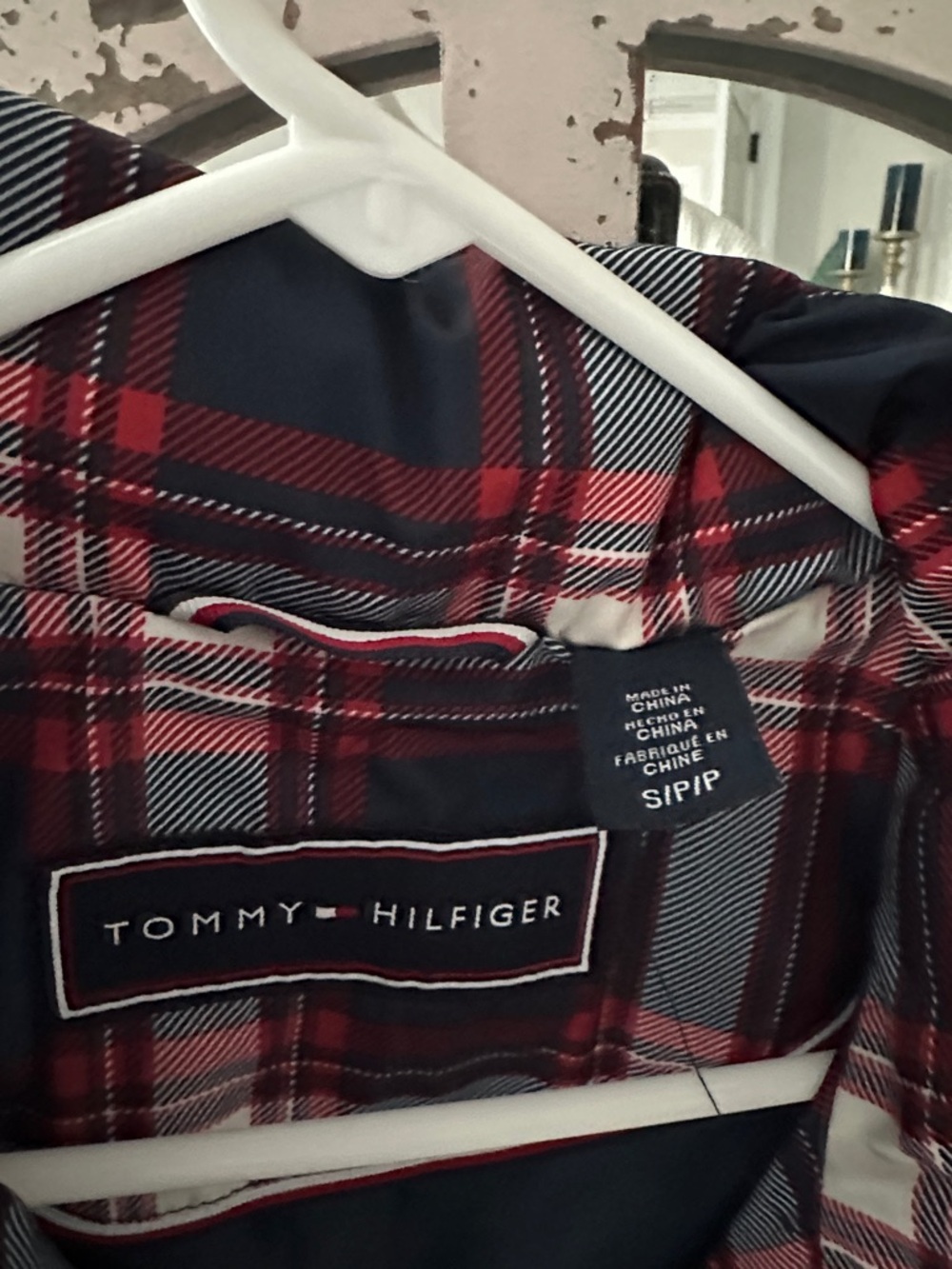 Tommy Hilfiger Navy Red White Plaid Puffer Vest - Picture 2 of 3